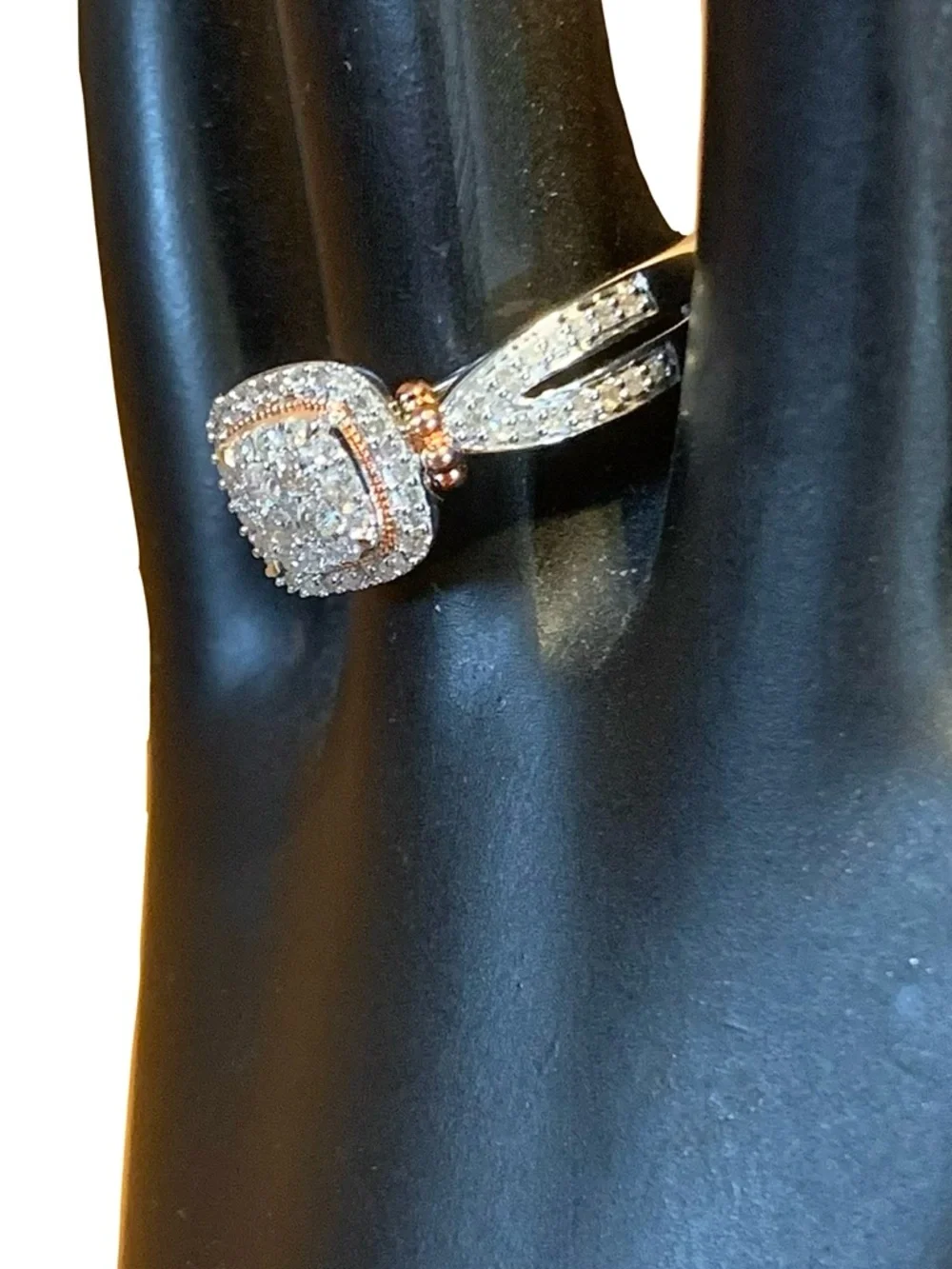 STERLING SILVER W/14K ROSE GOLD OVERLAY ACCENTS .33CTW GENUINE DIAMOND RING (7)